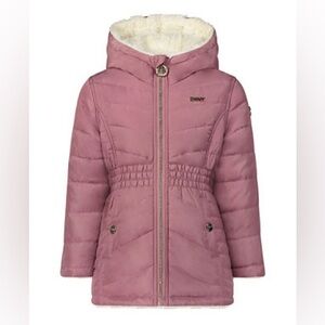 Girls NWOT DKNY Reversible Mauve Puffer Jacket